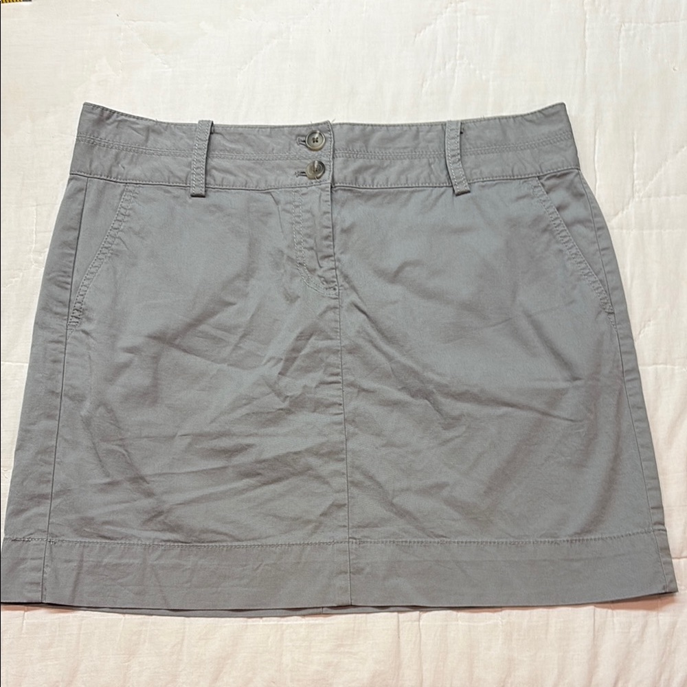 Loft Womens Skirt Sz 10 Gray Chino Mini Skirt Preppy‎ A Line Utility Pockets